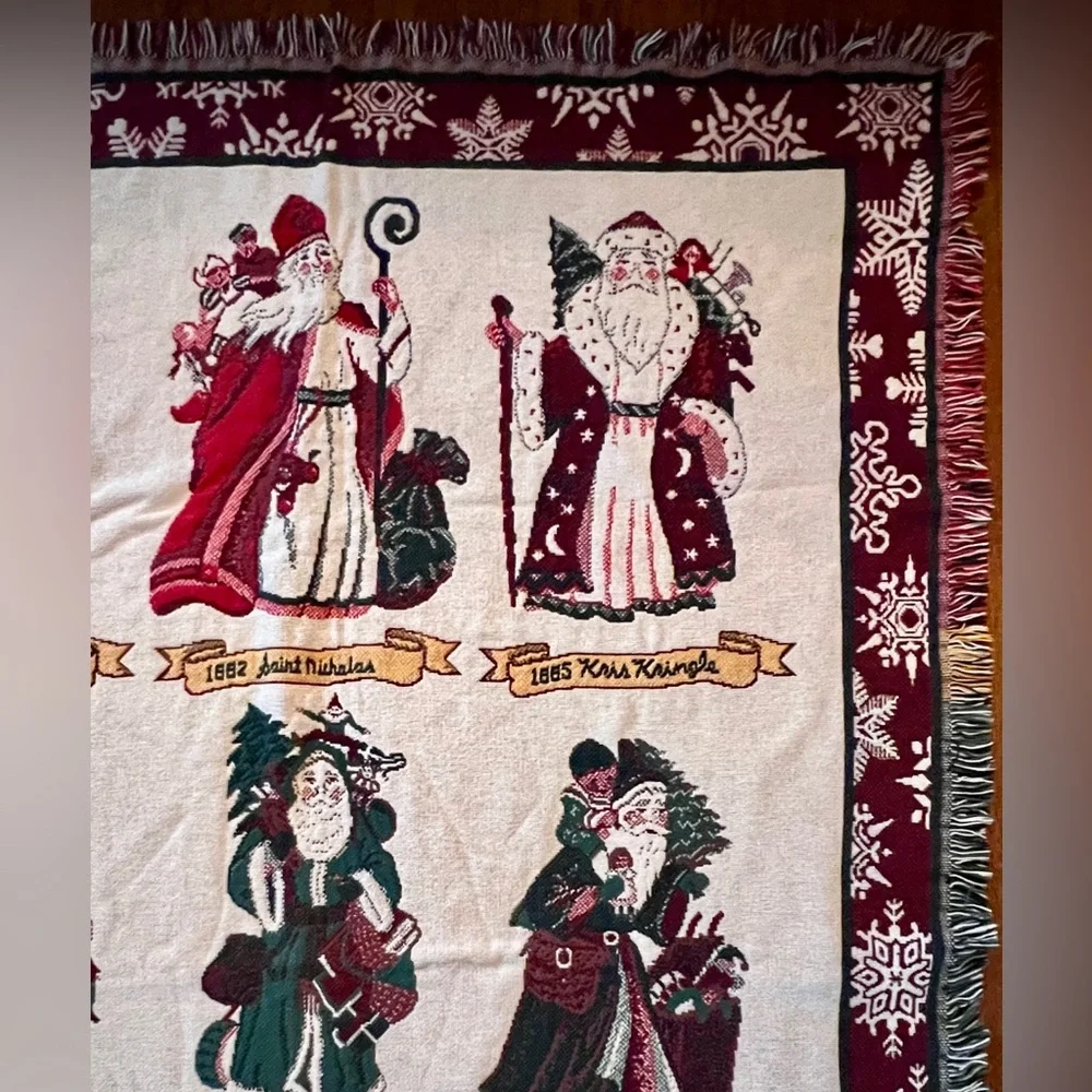 Goodwin Weavers 100% Cotton Santa Through the Ages Holiday Throw Blanket 68x46”